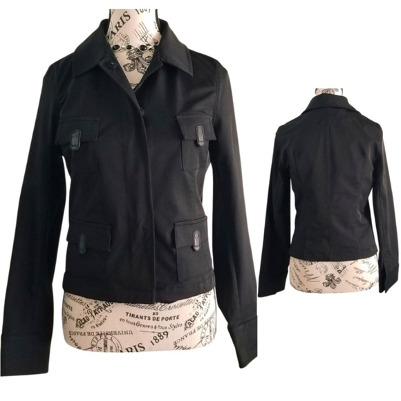 🇫🇷 Y2K Black Military Jacket Size Small - Picture 7 of 9